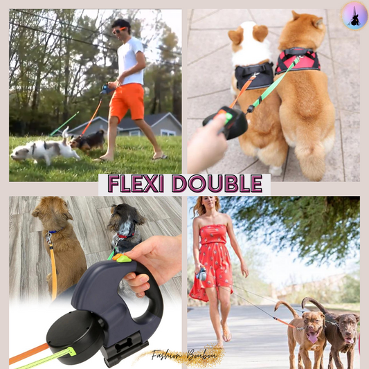 FLEXI-DOUBLE™ Laisse double rétractable pour chiens